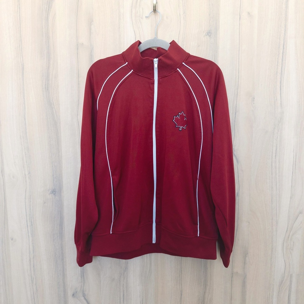 ASO Justin Bieber No Boundaries Track Jacket L Red Sedona Maple Leaf Full Zip